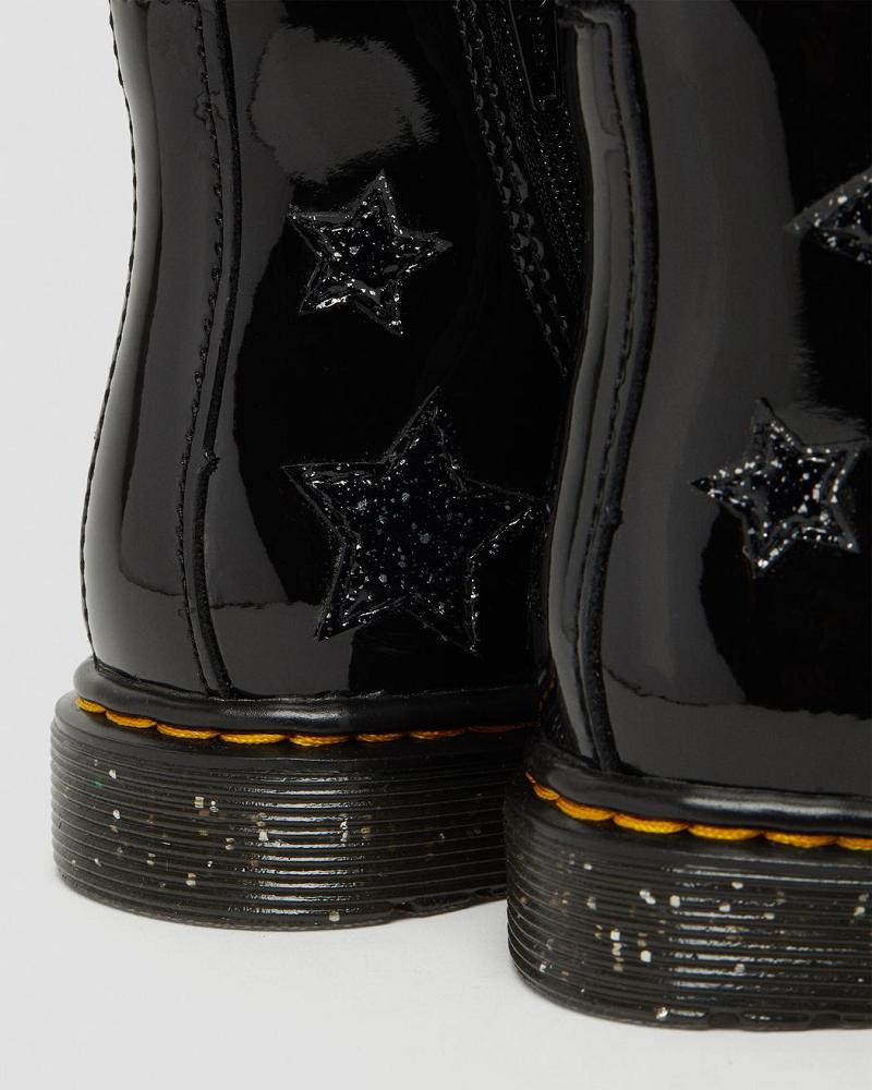 Dr Martens Toddler 1460 Glitter Star Lak Veterlaarzen Kinderen Zwart | NL 12QMA